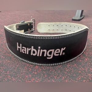 Harbinger 4 inch Padded Leather Weightlifting Belt – Size Medium – Black/White